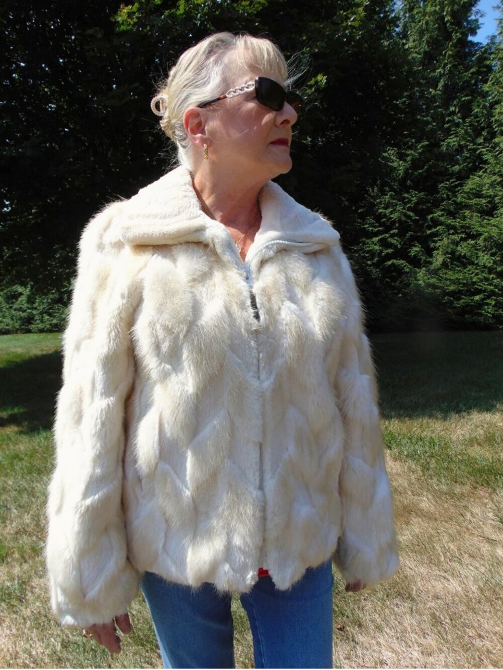 Ivory Sheared Beaver Fur Jacket - Ladies Estate Coat